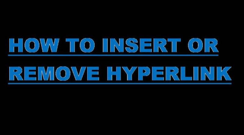 Insert or Remove Hyperlink